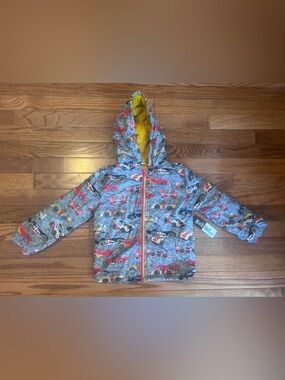 Mick Mack Kids' Gray Racing Car Hooded Jacket with Yellow Lining